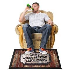 Zur hammergeilen Fußmatte Heute wegen gestern geschlossen